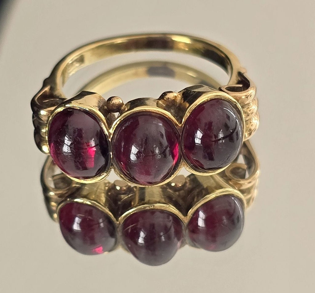 1880s Antique Gold Garnet Engagement Ring — Size K