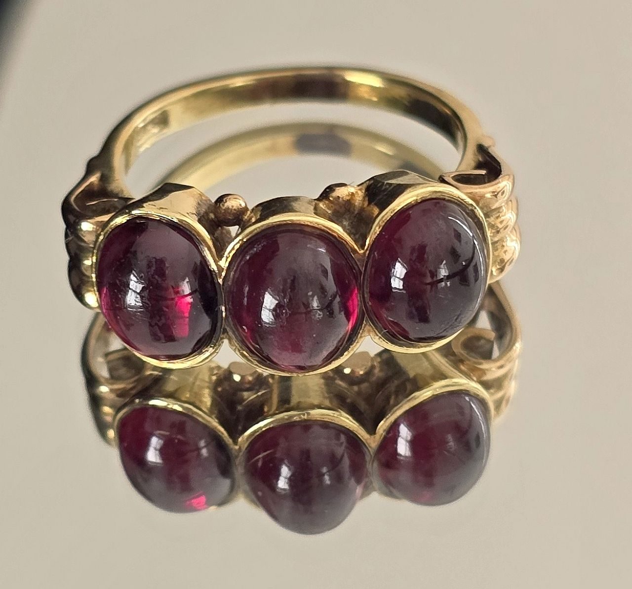 1880s Antique Gold Garnet Engagement Ring — Size K