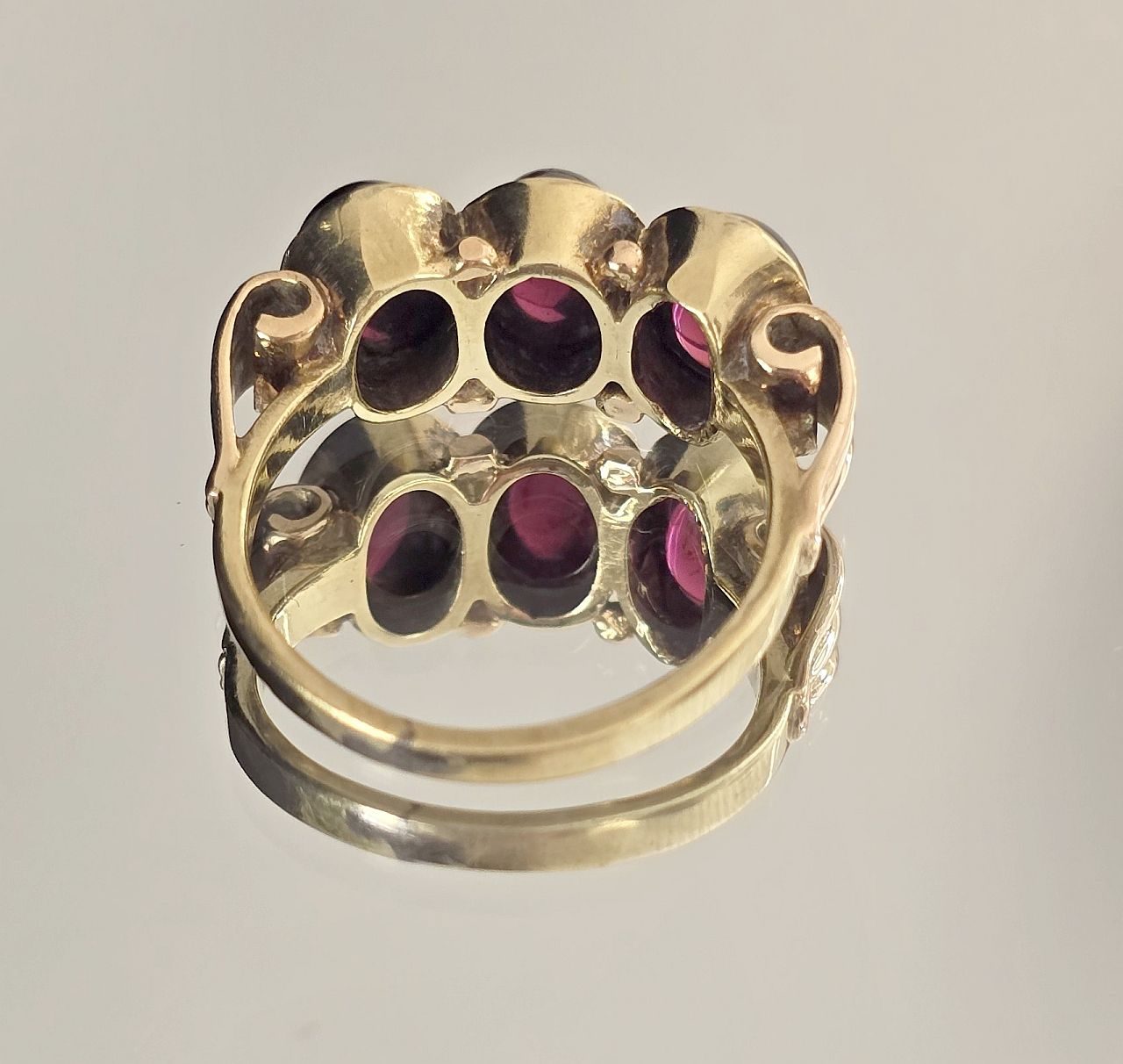 1880s Antique Gold Garnet Engagement Ring — Size K