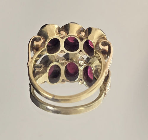 1880s Antique Gold Garnet Engagement Ring — Size K